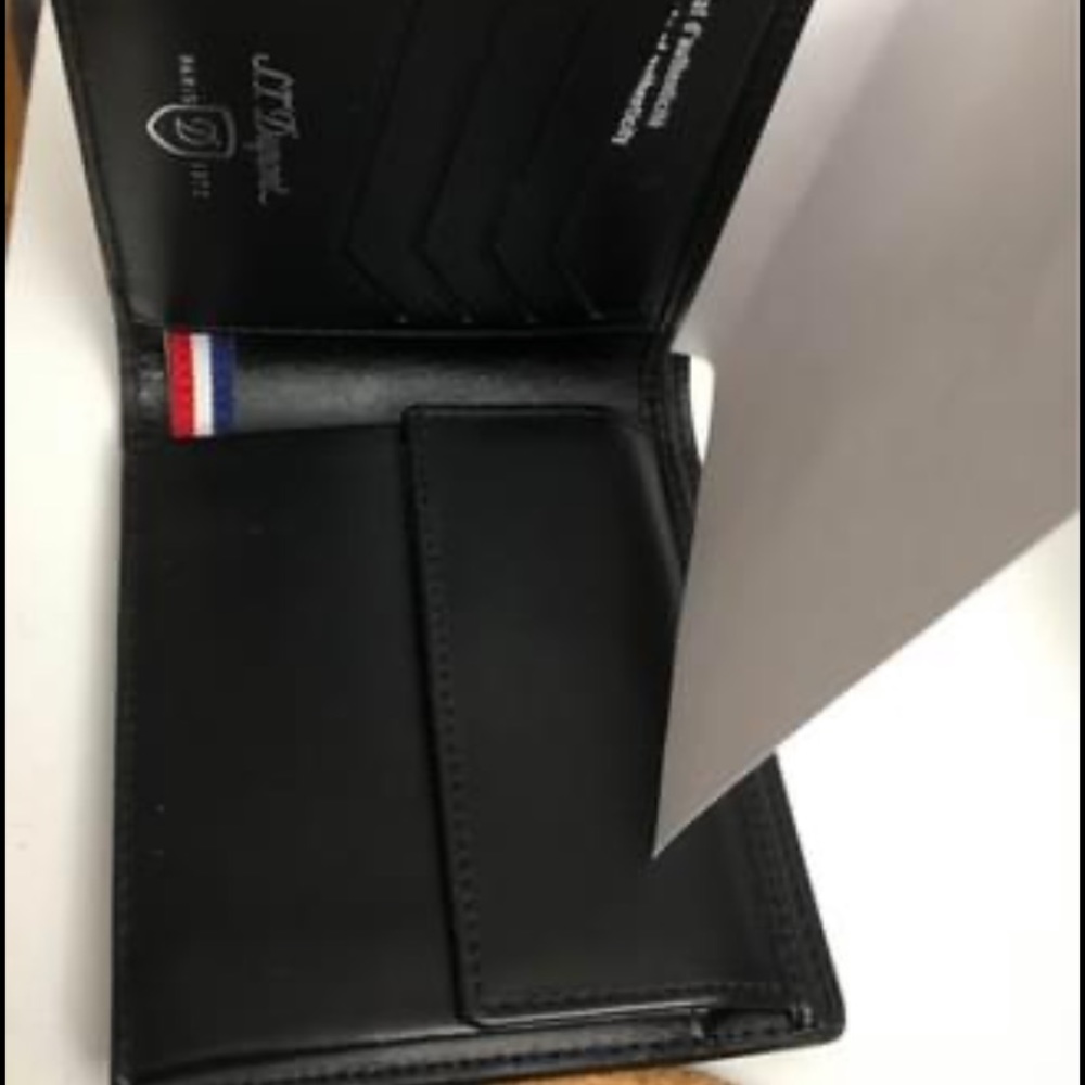 Dupont Black Leather Waller for Men